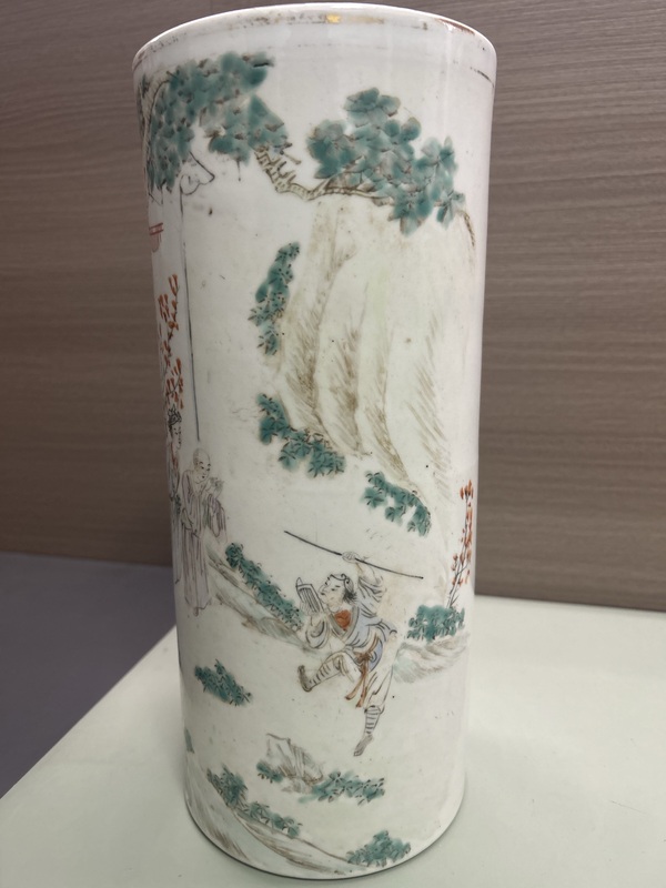 古玩陶瓷人物紋帽筒拍賣，當前價格2200元