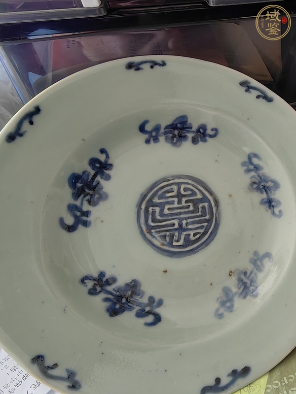 古玩陶瓷豆青釉青花盤真品鑒賞圖