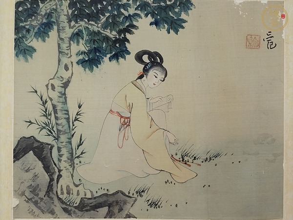 古玩字畫(huà)工筆仕女真品鑒賞圖