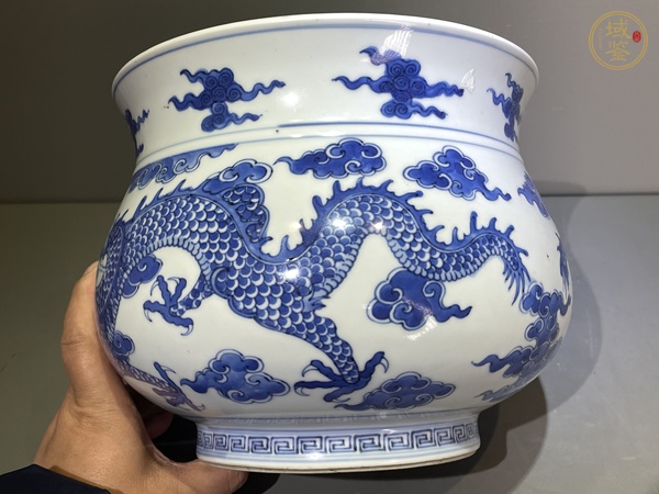 古玩陶瓷青花趕珠龍紋香爐，疑似復(fù)窯真品鑒賞圖