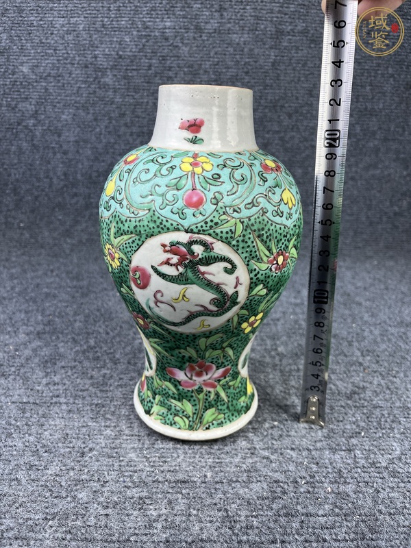 古玩陶瓷粉彩開窗龍紋雞腿瓶真品鑒賞圖