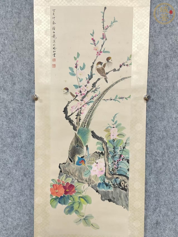 古玩字畫顏伯龍款小寫意花鳥真品鑒賞圖