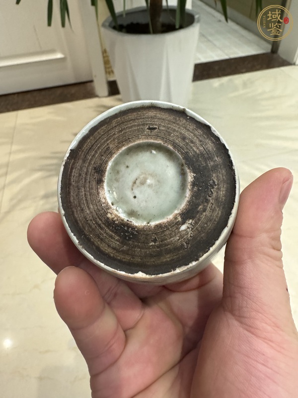 古玩陶瓷日本明治青釉內(nèi)青花茶杯真品鑒賞圖