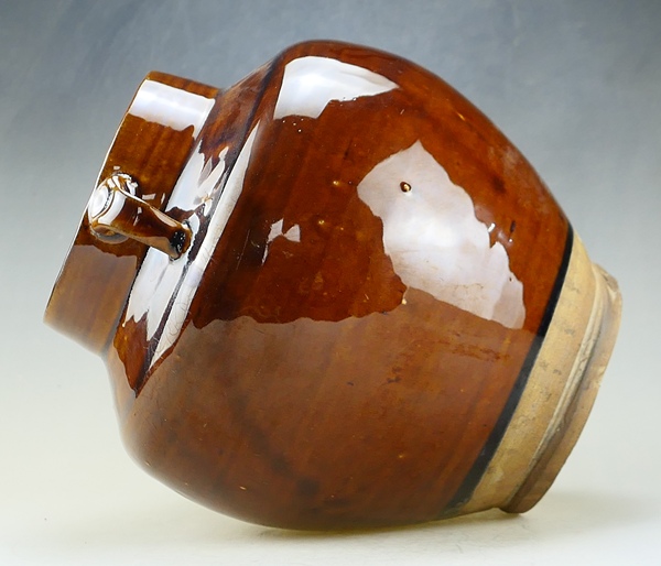 古玩陶瓷精品:明代晚期耀州窯紫金釉雙系罐（高級器皿）拍賣，當前價格158元