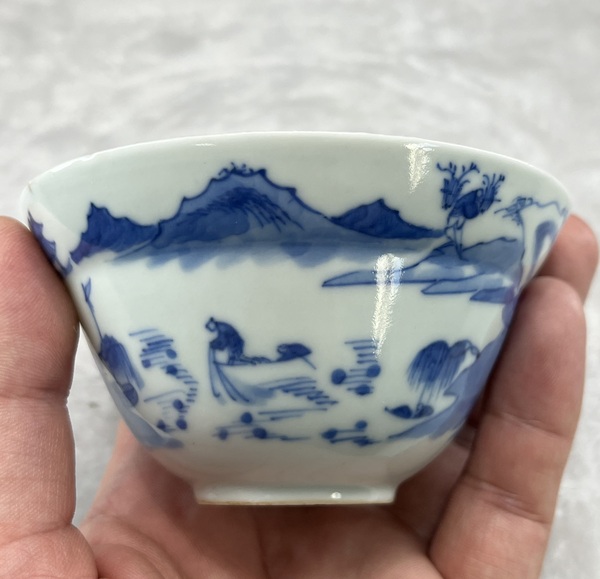 古玩陶瓷青花漁樵耕讀折沿茶圓拍賣，當(dāng)前價格3800元