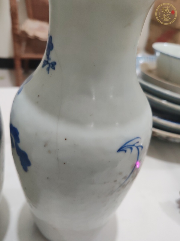 古玩陶瓷青花荷蓮紋撇口瓶真品鑒賞圖