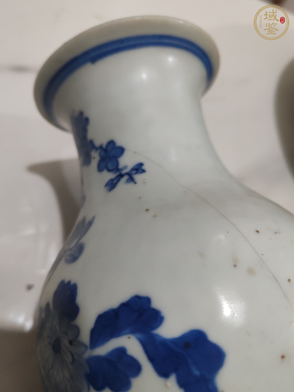 古玩陶瓷青花荷蓮紋撇口瓶真品鑒賞圖