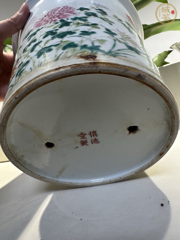 古玩陶瓷粉彩花卉紋花盆真品鑒賞圖