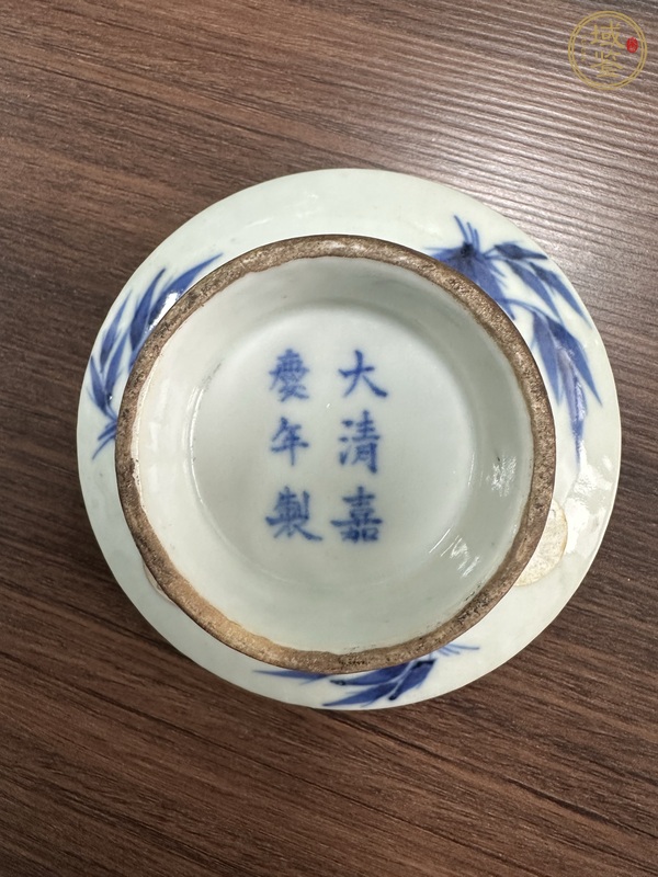 古玩陶瓷青花花卉詩(shī)文高足杯托真品鑒賞圖