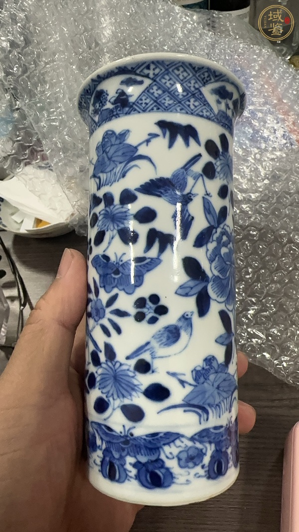 古玩陶瓷青花花鳥紋香筒真品鑒賞圖