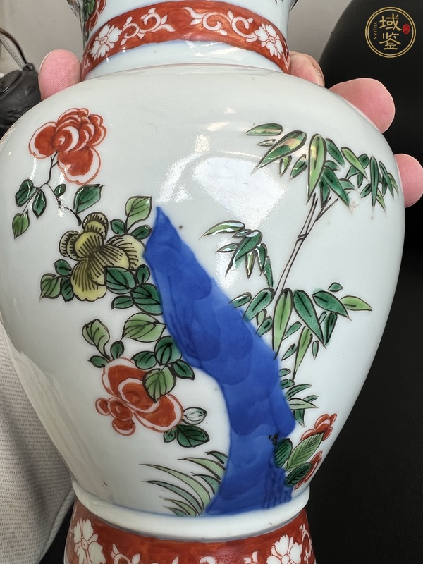 古玩陶瓷清光緒青花五彩鳳凰花卉紋尊真品鑒賞圖