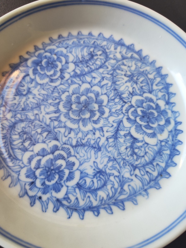 古玩陶瓷青花纏枝花卉紋銅鑼洗拍賣,當前價格3800元