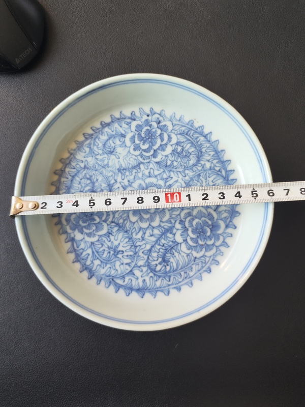古玩陶瓷青花纏枝花卉紋銅鑼洗拍賣,當前價格3800元