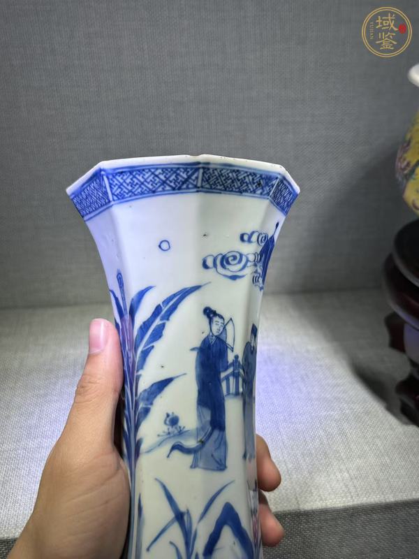 古玩陶瓷人物紋青花花觚真品鑒賞圖