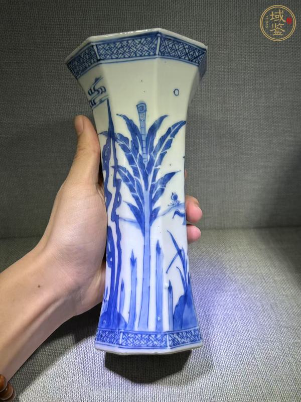 古玩陶瓷人物紋青花花觚真品鑒賞圖