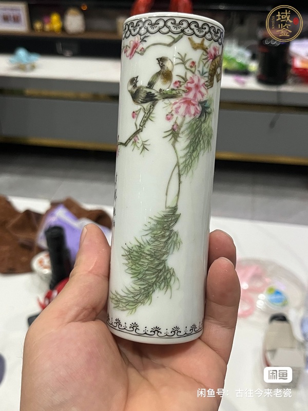 古玩陶瓷花鳥紋香筒真品鑒賞圖