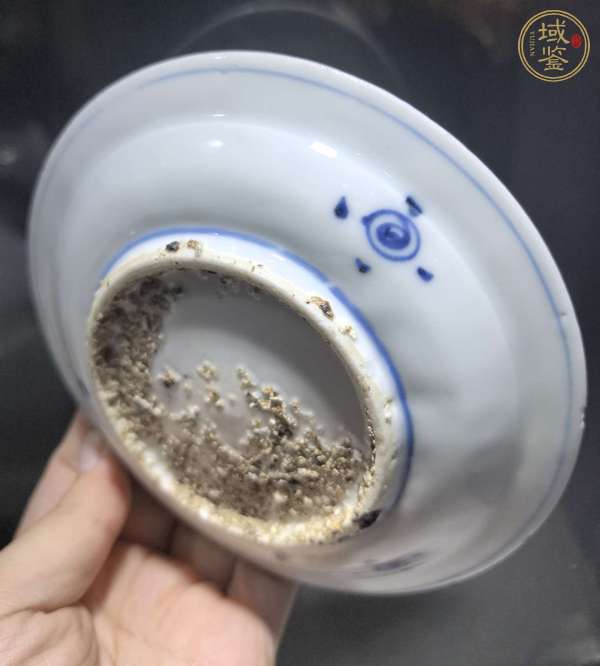 古玩陶瓷云鶴紋青花盤真品鑒賞圖