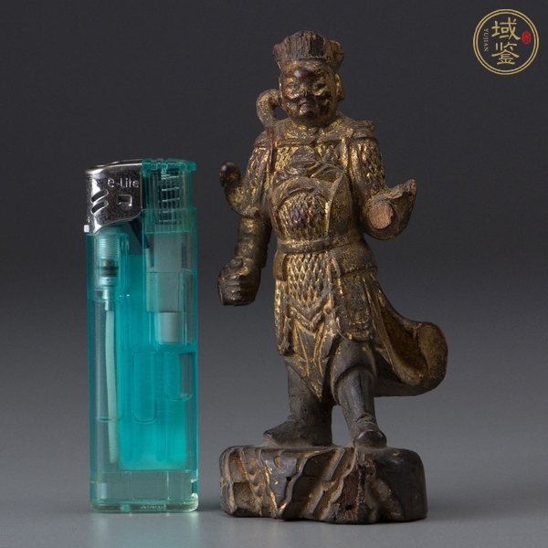 古玩雜項(xiàng)金漆木雕站像天王真品鑒賞圖