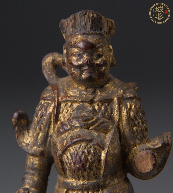 古玩雜項(xiàng)金漆木雕站像天王真品鑒賞圖