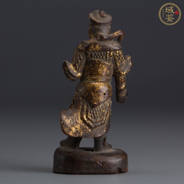 古玩雜項(xiàng)金漆木雕站像天王真品鑒賞圖