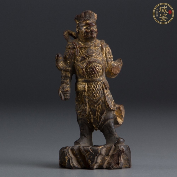 古玩雜項(xiàng)金漆木雕站像天王真品鑒賞圖