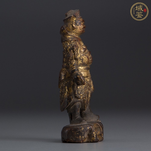 古玩雜項(xiàng)金漆木雕站像天王真品鑒賞圖