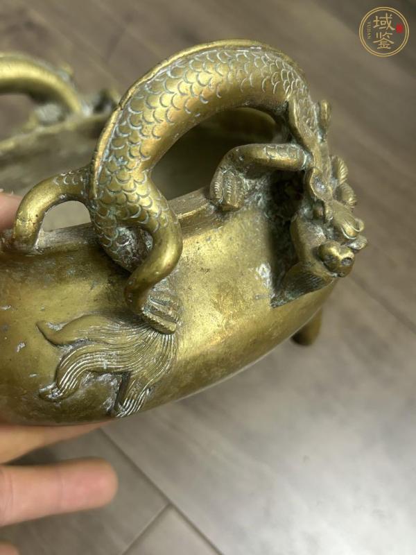 古玩銅器龍耳簋式爐真品鑒賞圖