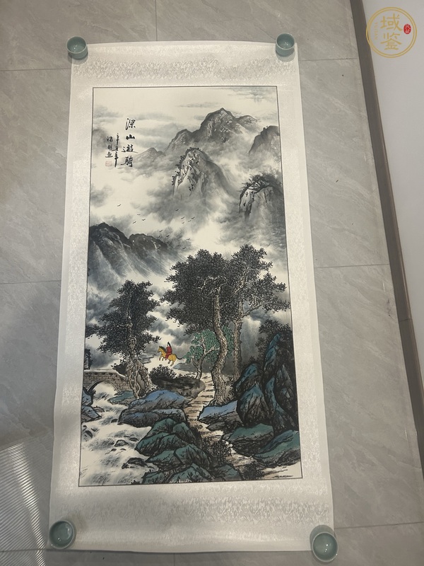 古玩字畫諸明山水真品鑒賞圖