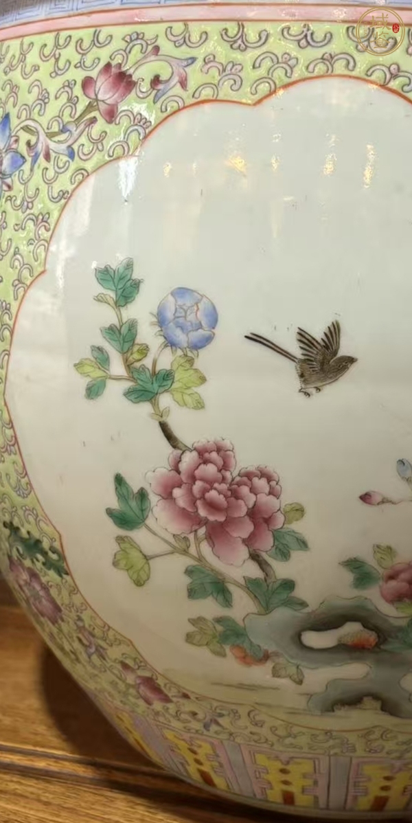 古玩陶瓷花鳥(niǎo)紋缸真品鑒賞圖