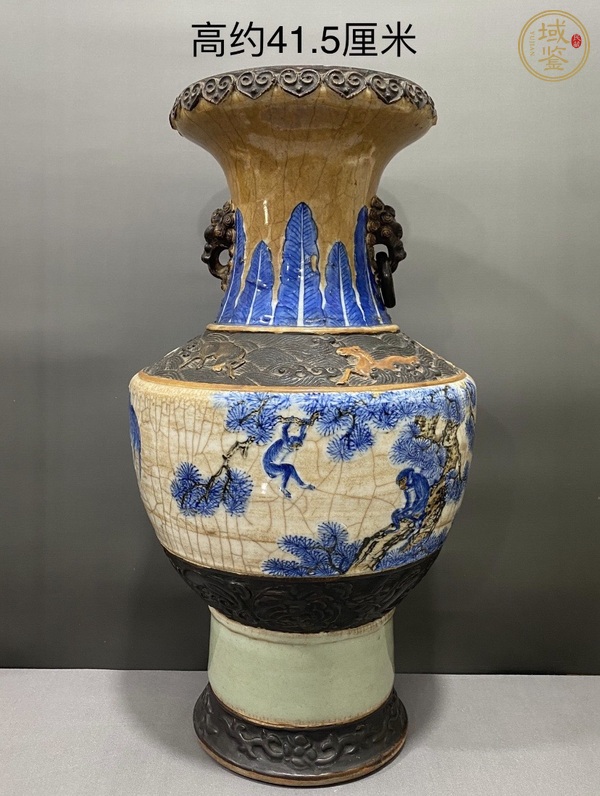 古玩陶瓷哥釉地鐵銹釉青花瓶真品鑒賞圖