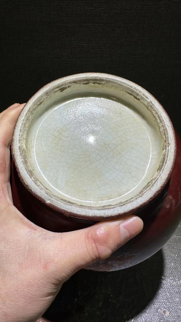古玩陶瓷郎紅釉大口尊瓶拍賣,當(dāng)前價(jià)格9600元