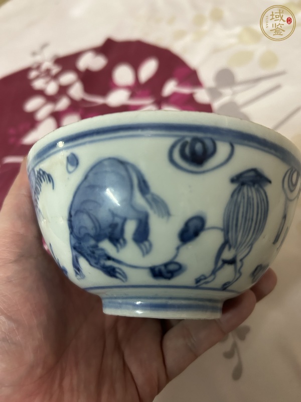 古玩陶瓷青花牧牛圖茶碗真品鑒賞圖