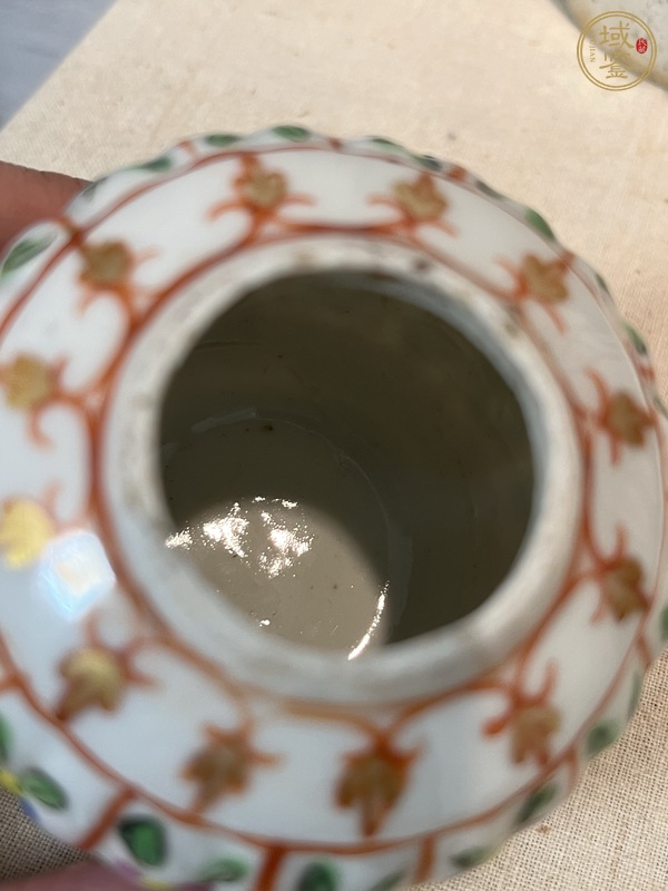 古玩陶瓷粉彩花卉紋水盂真品鑒賞圖