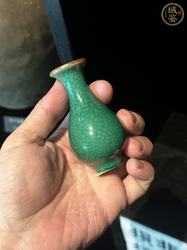 古玩陶瓷魚籽綠荸薺瓶真品鑒賞圖