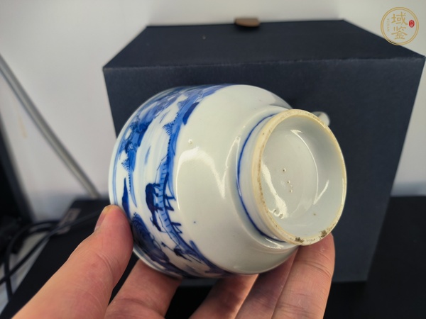 古玩陶瓷青花漁樵耕讀紋執(zhí)杯 真品鑒賞圖