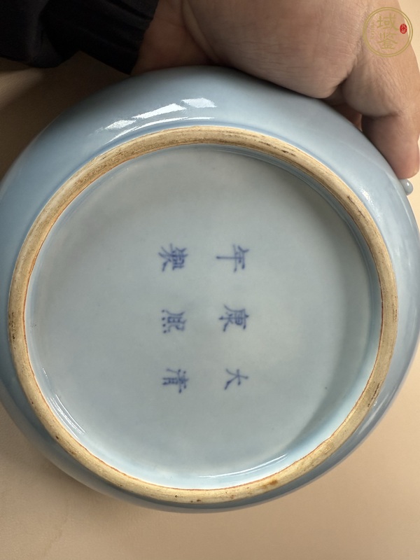 古玩陶瓷天藍釉水洗真品鑒賞圖