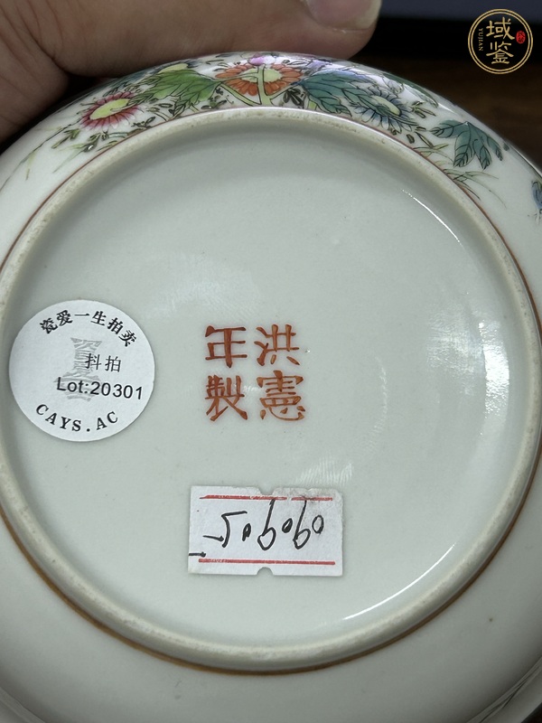 古玩陶瓷粉彩花卉紋墩式淺碗真品鑒賞圖