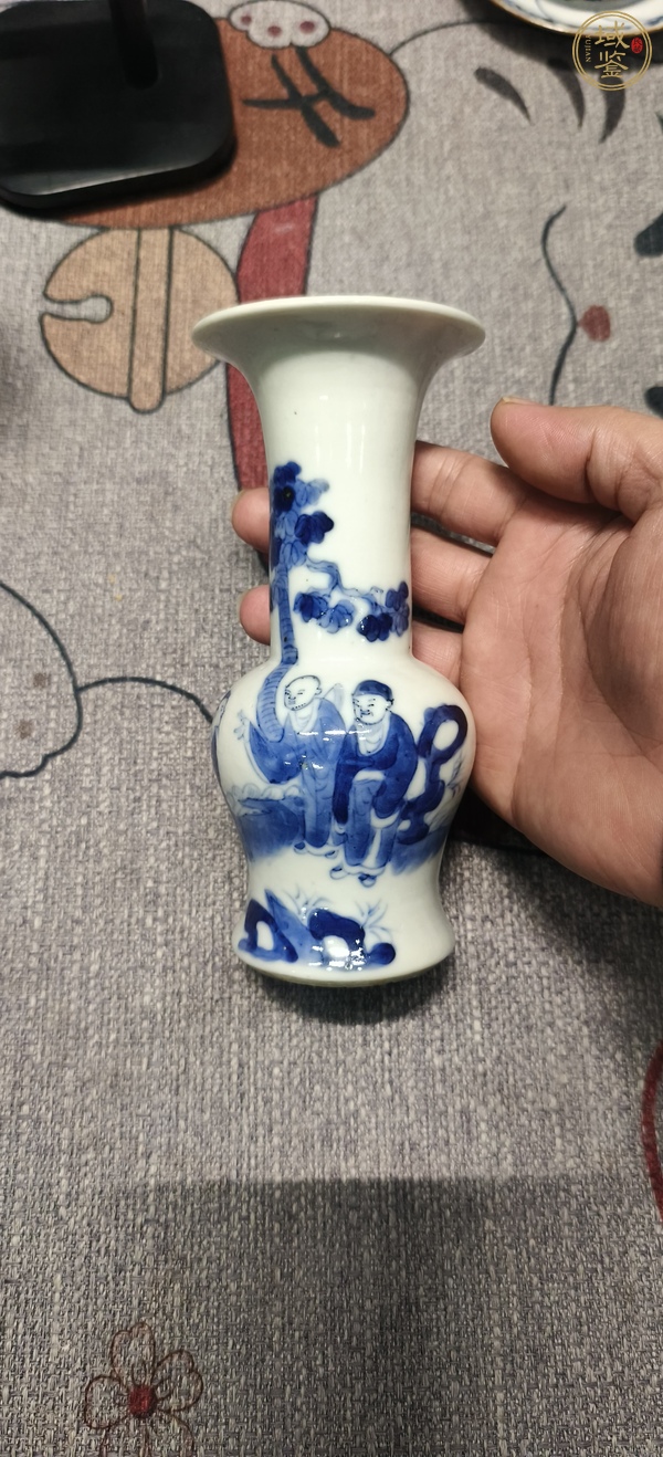 古玩陶瓷青花人物故事紋花觚真品鑒賞圖