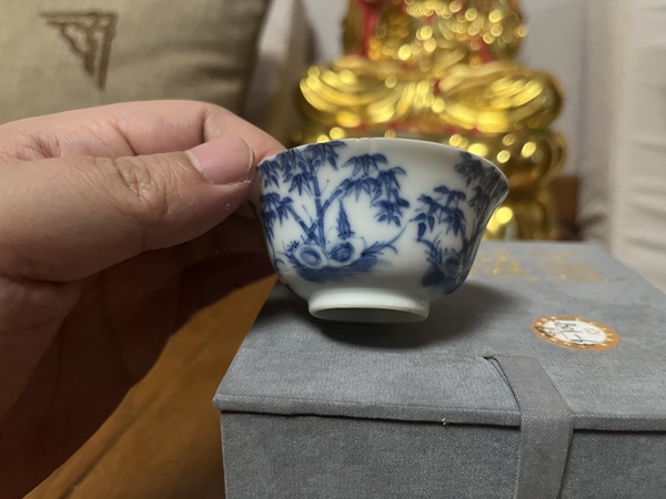 古玩陶瓷光緒青花竹報(bào)平安圖茶杯拍賣，當(dāng)前價(jià)格2888元