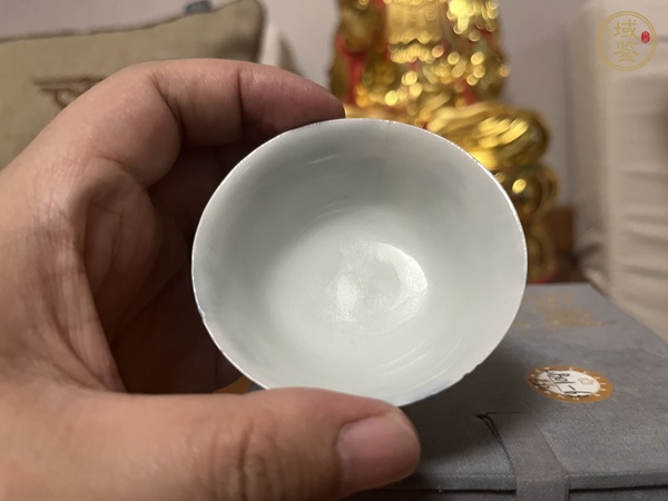 古玩陶瓷青花竹報(bào)平安圖茶杯真品鑒賞圖