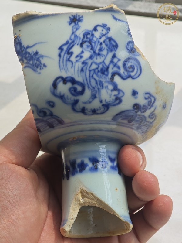 古玩陶瓷青花人物紋高足杯真品鑒賞圖