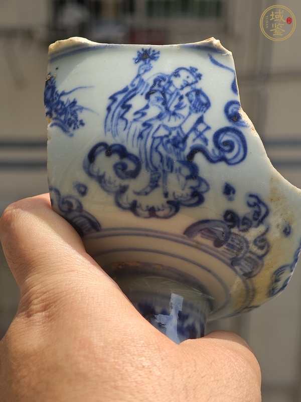 古玩陶瓷青花人物紋高足杯真品鑒賞圖