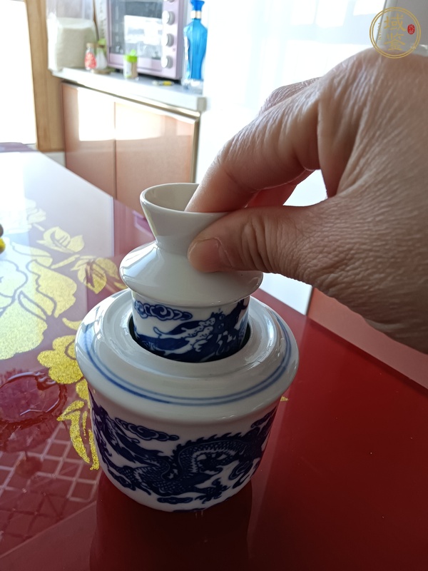 古玩陶瓷青花龍紋溫酒器真品鑒賞圖