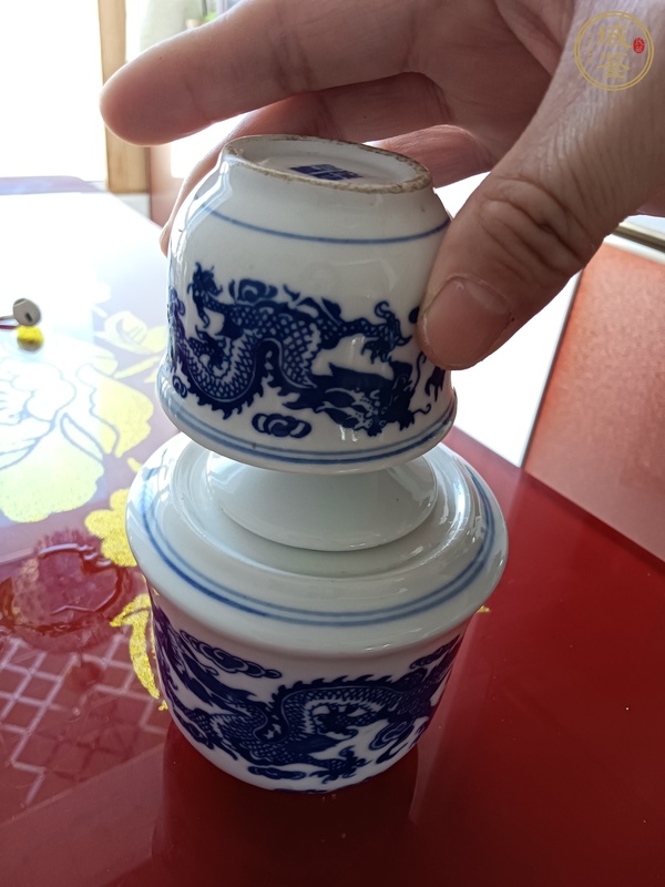 古玩陶瓷青花龍紋溫酒器真品鑒賞圖