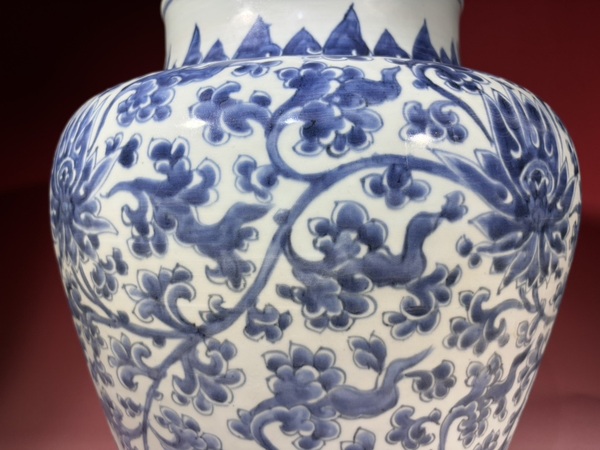 古玩陶瓷清康熙·纏枝花卉紋大將軍罐拍賣，當前價格98888元
