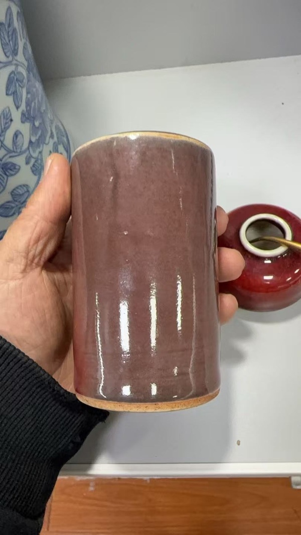古玩陶瓷清霽紅筆筒拍賣，當前價格10000元