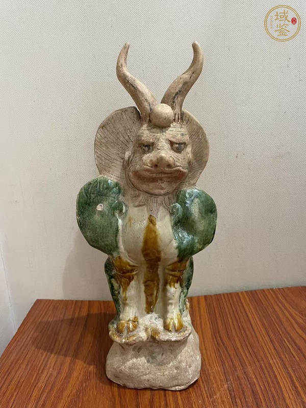 古玩陶瓷唐·三彩鎮(zhèn)墓獸真品鑒賞圖