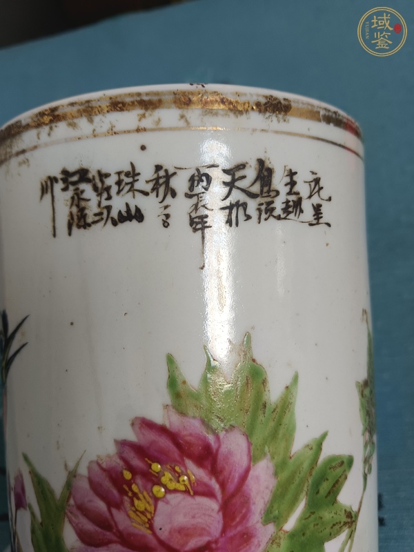 古玩陶瓷粉彩花鳥(niǎo)紋帽筒真品鑒賞圖