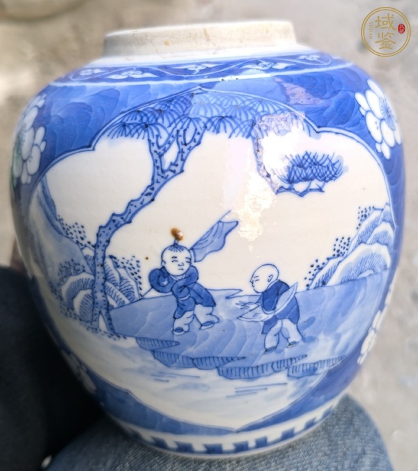 古玩陶瓷嬰戲紋青花罐真品鑒賞圖