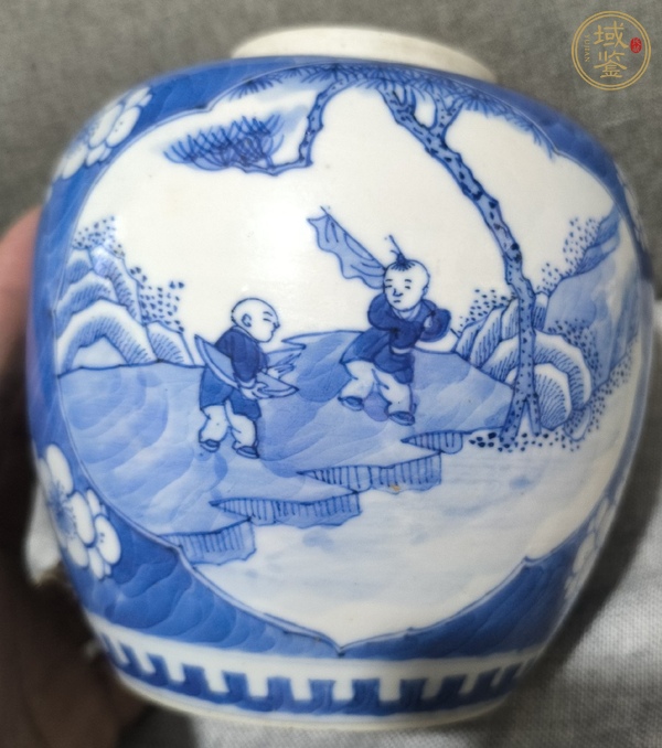 古玩陶瓷嬰戲紋青花罐真品鑒賞圖